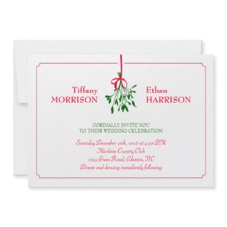 Christmas Mistletoe Wedding Invitation