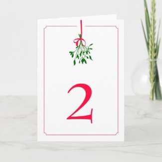 Christmas Mistletoe Wedding Table Card