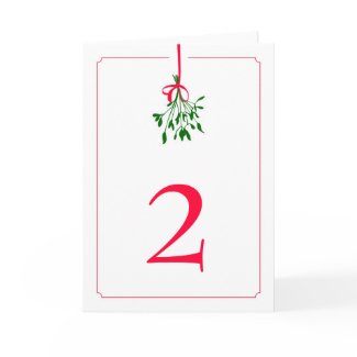 Christmas Mistletoe Wedding Table Card