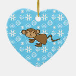 Christmas monkey blue snowflakes christmas ornaments