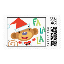 Christmas Monkey teddy bear singing carols Xmas stamps