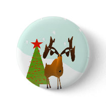 Christmas Moose Pinback Buttons