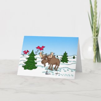 Christmas Moose Happy Holidays Card