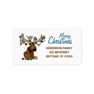 Christmas Moose Address Label