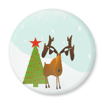 Christmas Moose Fridge Magnet
