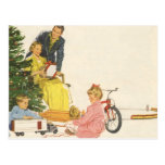 Christmas Morning Opening Presents by the Tree Postcards