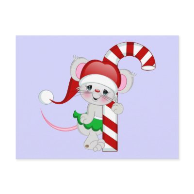 Christmas Mouse Candy Cane postcards