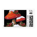 Christmas Mushrooms, Toadstools, Holly, Snow Stamp
