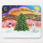 Christmas Music 2 - Akita Inu (white) Mouse Mats