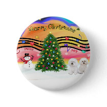 Christmas Music 2 - Bichon Frise (two) Pins