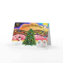Christmas Music 2 - Bichon Frise (two) Cards