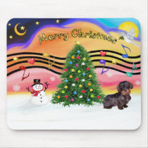 Christmas Music 2 - Dachshund (wire haired-brown) mousepads