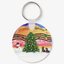 Christmas Music 2 - Dachshunds (two) keychains