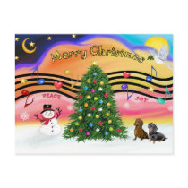 Christmas Music 2 - Dachshunds (two) postcards