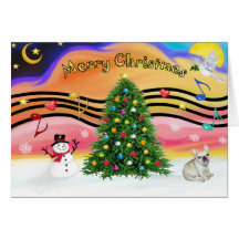 Christmas Music 2 - French Bulldog 1 Greeting Cards