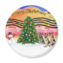 Christmas Music 2 - German Shepherds (three) magnets