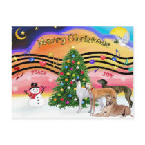 Christmas Music 2 - Greyhounds (four) postcards by dogartchristmasgifts Christmas Music 2 - Greyhounds (four) postcards