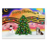 Christmas Music 2 - Lhasa Apso (Brown-white) Card