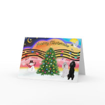 Christmas Music 2 - Poodles (2 Standard) cards by dogartchristmasgifts Christmas Music 2 - Poodles (2 Standard) cards