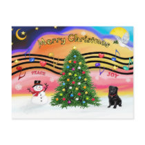 Christmas Music 2 - Pug (black) postcards