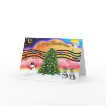Christmas Music 2 - Schnauzers (two) cards by dogartchristmasgifts Christmas Music 2 - Schnauzers (two) cards