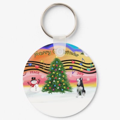 Christmas Music 2 - Siberian Husky keychain