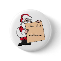 Christmas Name Tag Santa Claus Nice List buttons