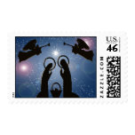 Christmas nativity blue modern stamp