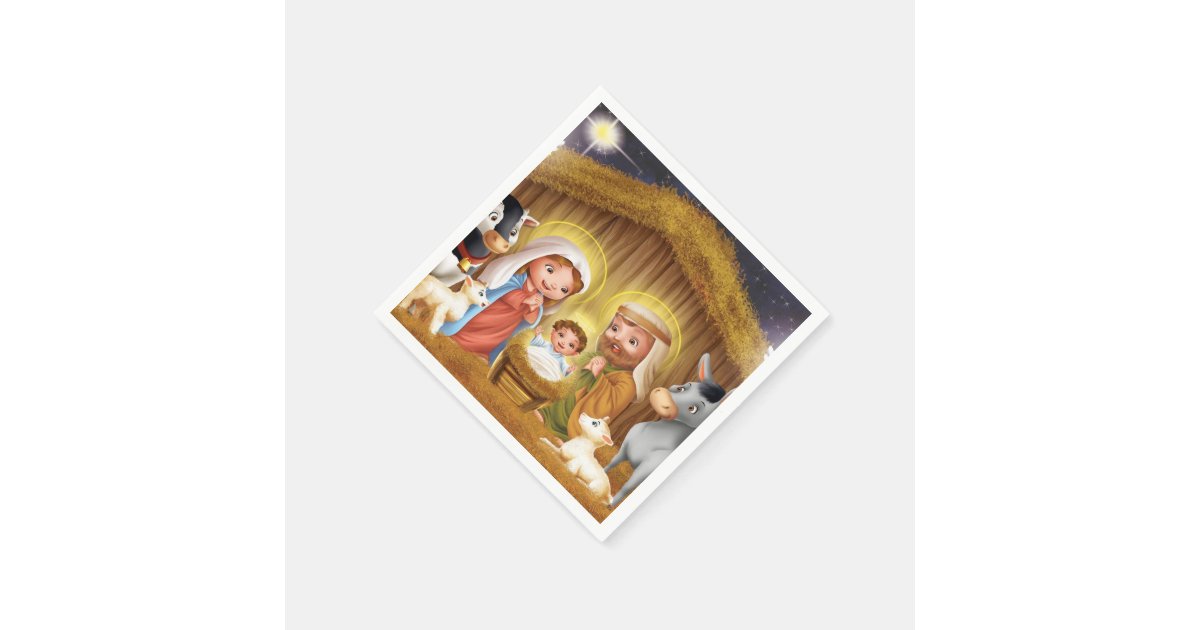 Christmas Nativity Scene Paper Napkins Zazzle