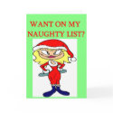 christmas naughty list girl xmas joke cards