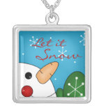 Christmas Necklace Snowman Let it Snow