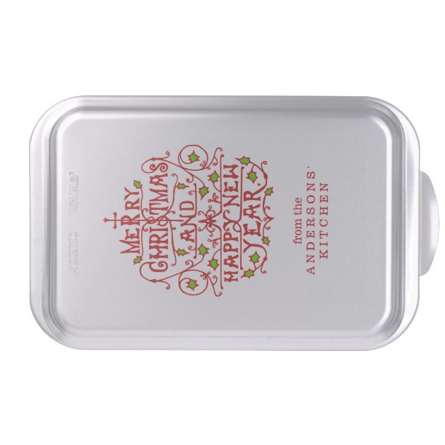 Christmas New Year Vintage Typography Personalized Cake Pan-2