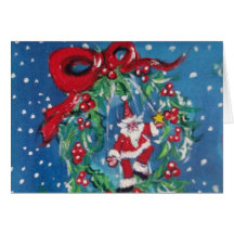 CHRISTMAS NIGHT CROWN WITH RED RIBBON CARD