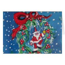 CHRISTMAS NIGHT CROWN WITH RED RIBBON CARDS