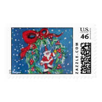 CHRISTMAS NIGHT CROWN WITH RED RIBBON STAMP
