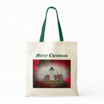 Christmas Nobska Point Lighthouse Canvas Bags