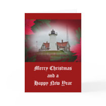 Christmas Nobska Point Lighthouse Greeting Card