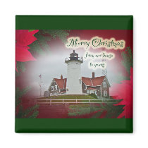 Christmas Nobska Point Lighthouse Fridge Magnets