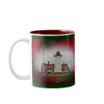 Christmas Nobska Point Lighthouse Coffee Mugs