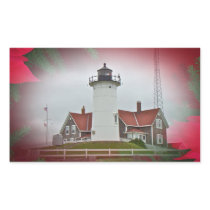 Christmas Nobska Point Lighthouse Rectangle Sticker