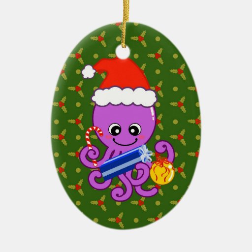 Christmas octopus ceramic ornament Zazzle