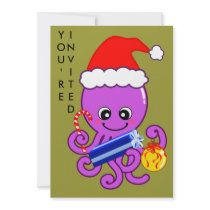 Christmas octopus invitations by JellyRollDesigns Christmas octopus invitations