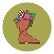 Christmas of gifts boots christmas poison boot round sticker