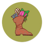 Christmas of gifts boots christmas poison boot round sticker