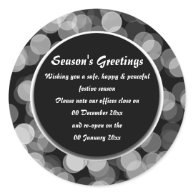 Christmas office premises closed from to peace round sticker