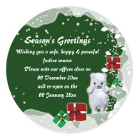 Christmas office premises closed from to round sticker