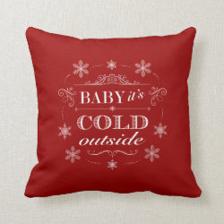Christmas or Apres-Ski Red and White Snowflakes Pillow