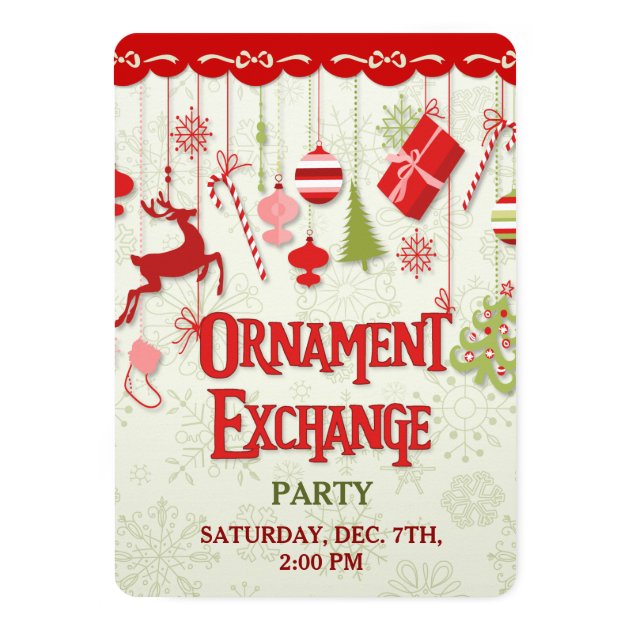 Christmas Ornament Exchange Party Invitation (front side)