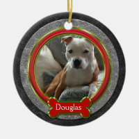 Christmas Ornament Pet Photo Leather Red Green