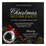 Christmas Ornament Red Bow Dinner Party Personalized Announcements